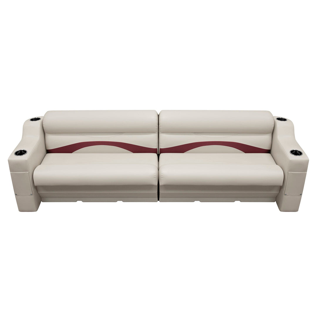 Wise Pontoon Side Rail Couch Set | 114" pontoon WISE MARINE Platinum • Dark Red 