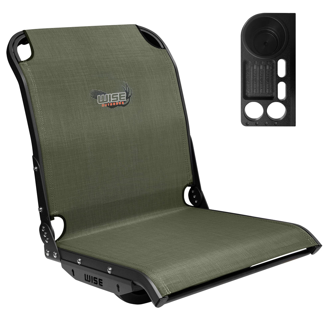 Wise AeroX™ Mesh High Back Seat with Deluxe XCaddy Drink / Tool Holder Bundle Boatseats Green Left Hand 
