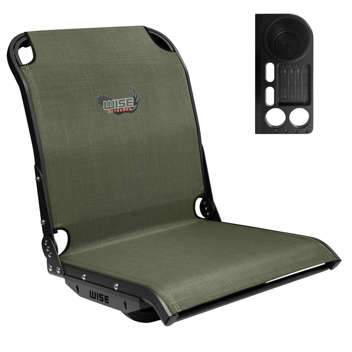 Wise AeroX™ Mesh High Back Seat with Deluxe XCaddy Drink / Tool Holder Bundle Boatseats Green Right Hand 