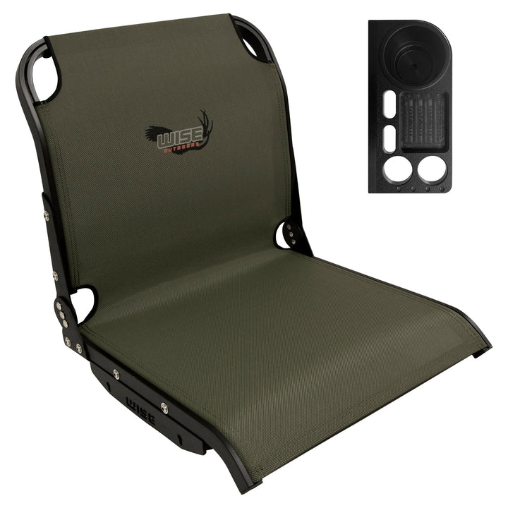 Wise AeroX™ Mesh Mid Back Seat with Deluxe XCaddy Drink / Tool Holder Bundle Boatseats Green Right Hand 