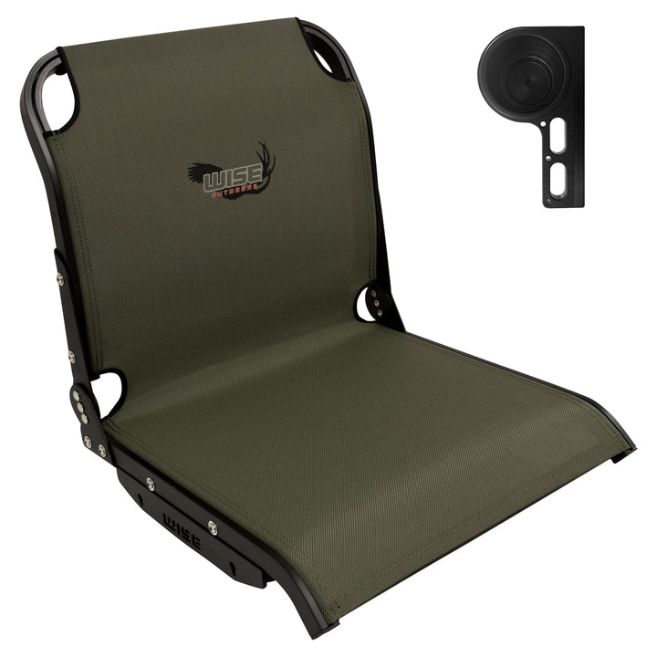 Wise AeroX™ Mesh Mid Back Seat with Slimline XCaddy Drink / Tool Holder Bundle Boatseats Green Left Hand 