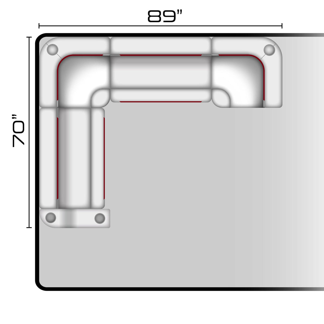 Wise DLX Series Pontoon - Small Rear L Package 4 Boatseats White • Crimson Red 