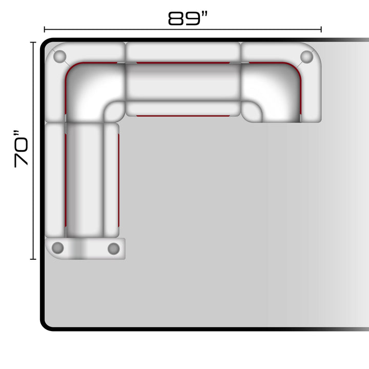 Wise DLX Series Pontoon - Small Rear L Package 4 Boatseats White • Crimson Red 