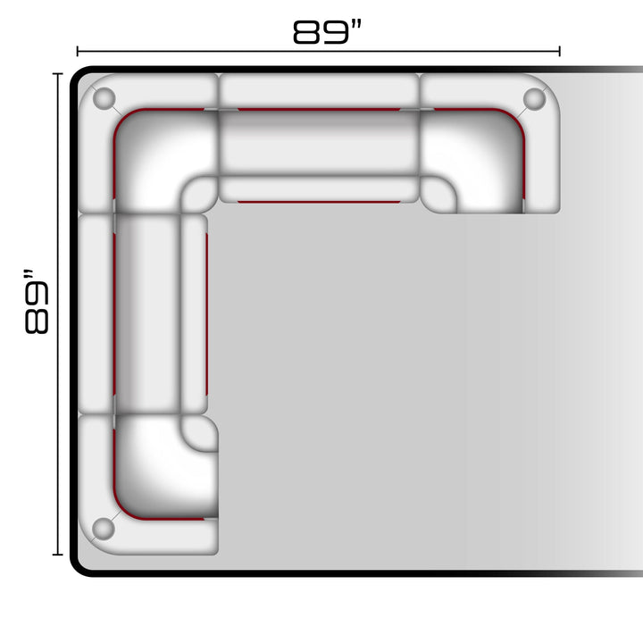 Wise DLX Series Pontoon - Large Rear L Package 6 Boatseats White • Crimson Red 