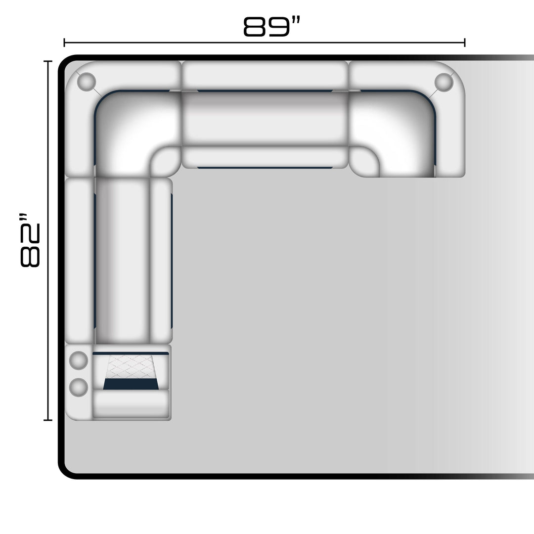 Wise DLX Series Pontoon - Large Rear L Package 7 Boatseats White • Mariner Blue 