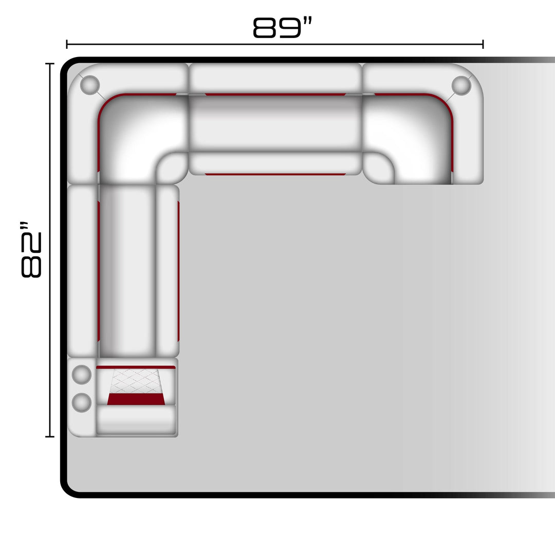 Wise DLX Series Pontoon - Large Rear L Package 7 Boatseats White • Crimson Red 