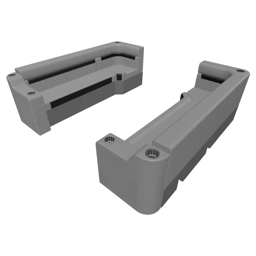 Wise DLX Series Pontoon - 55" Bench w/ Corner & Arm Rest Package Boatseats Marble • Reef Stone 