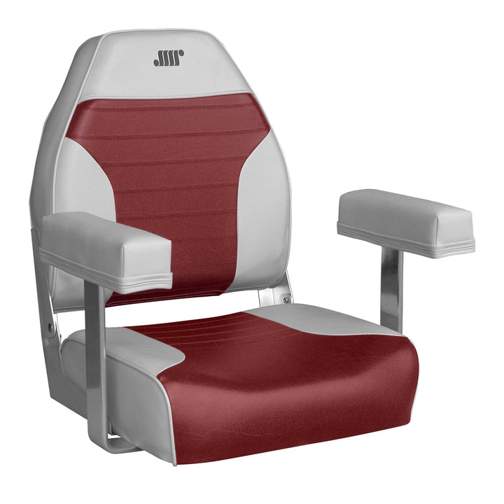 Wise 588 High Back Fishing Seat + Padded Arm Rests Bundle Bundle Boatseats Grey • Red 