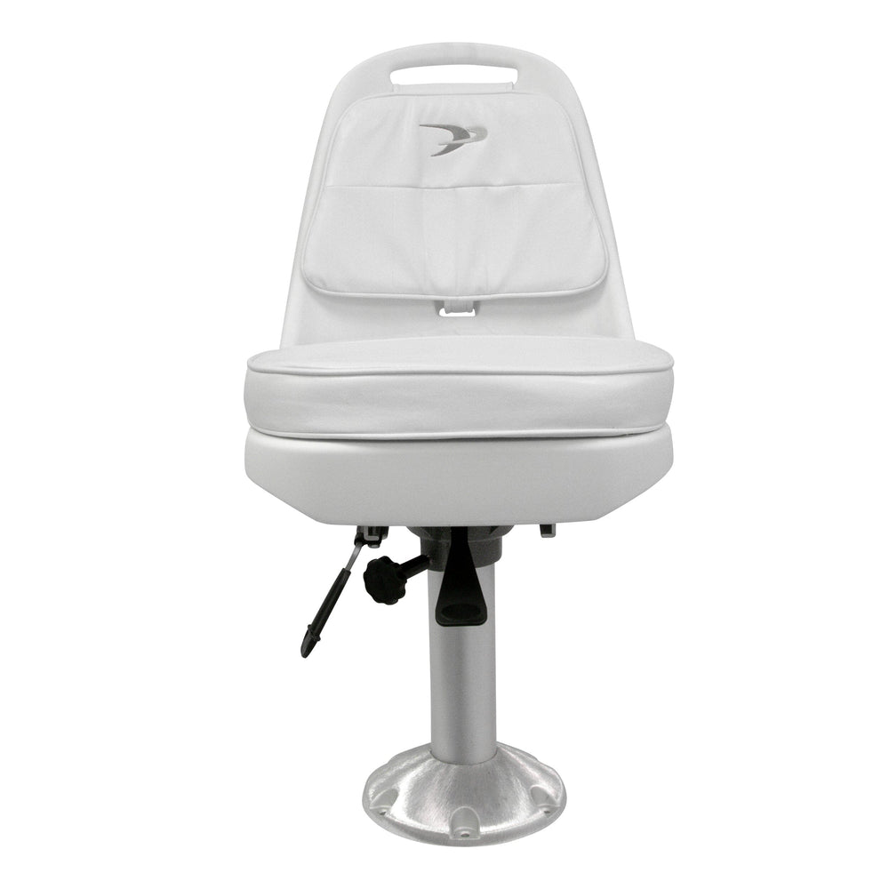 Wise 8WD013-710 Standard Pilot Chair & Cushions w/ 15" Fixed Pedestal & Seat Slide Mount Offshore Seating Boatseats 