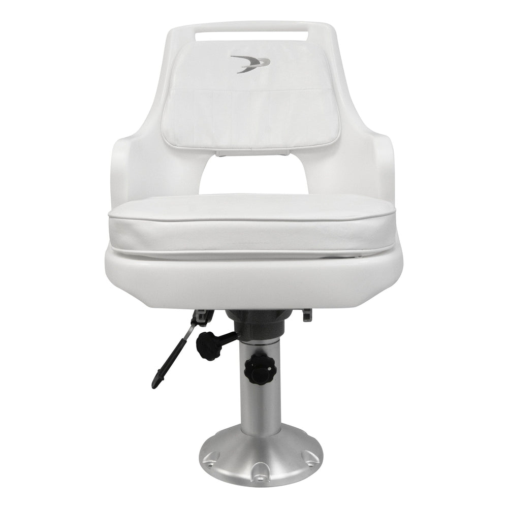 Wise 8WD015-6-710 Standard Pilot Chair & Cushions w/ Adjustable Pedestal & Seat Slide Mount Offshore Seating Boatseats 