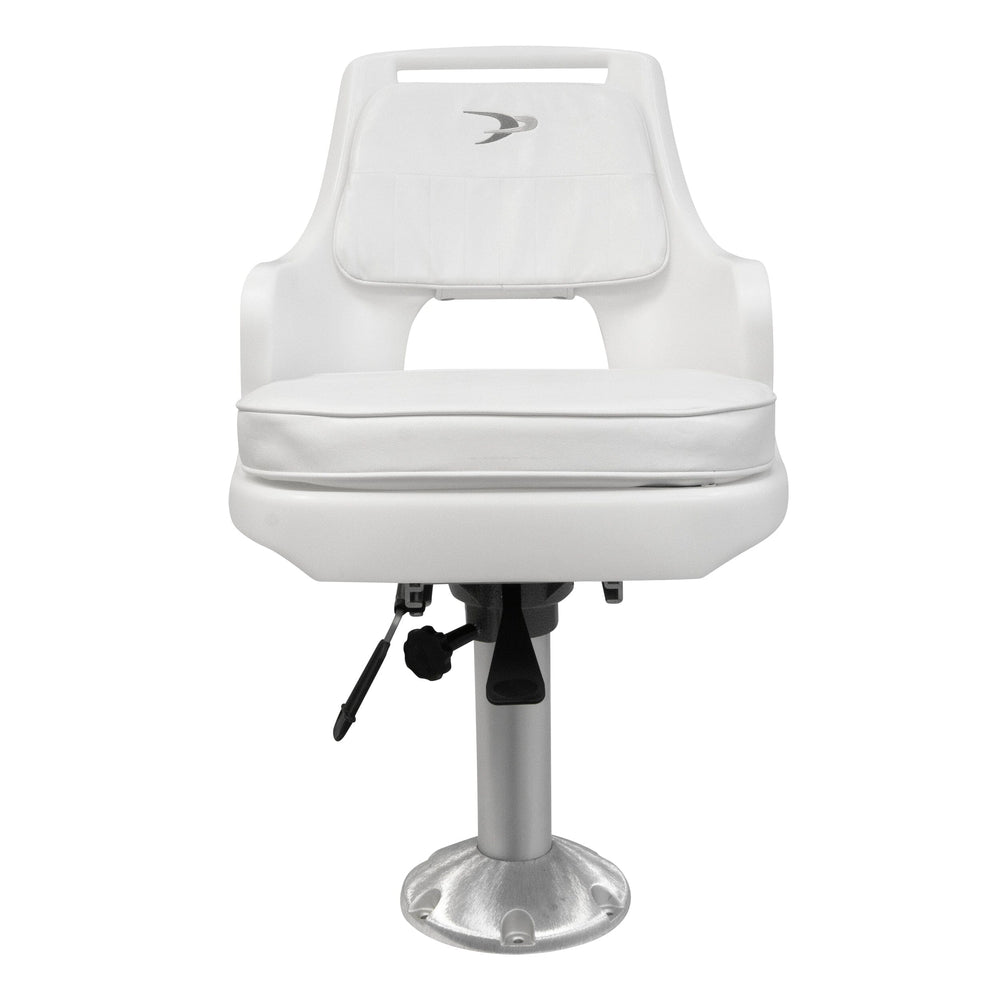 Wise 8WD015-710 Standard Pilot Chair & Cushions w/ 15" Fixed Pedestal & Seat Slide Mount Offshore Seating Boatseats 