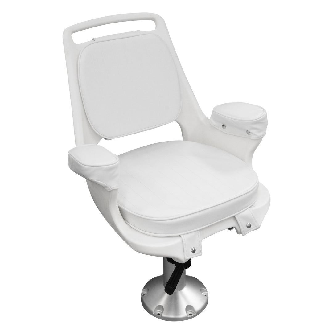 Wise 8WD1007-6-710 Captains Chair & Cushions w/ Adjustable Pedestal & Seat Slide Mount Offshore Seating Boatseats Captains Chair w/ Adj Pedestal & Seat Slide 