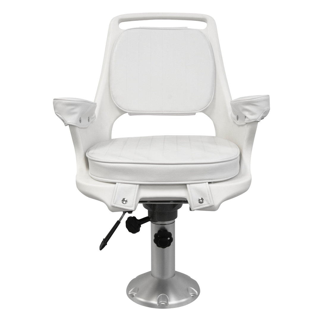 Wise 8WD1007-6-710 Captains Chair & Cushions w/ Adjustable Pedestal & Seat Slide Mount Offshore Seating Boatseats 