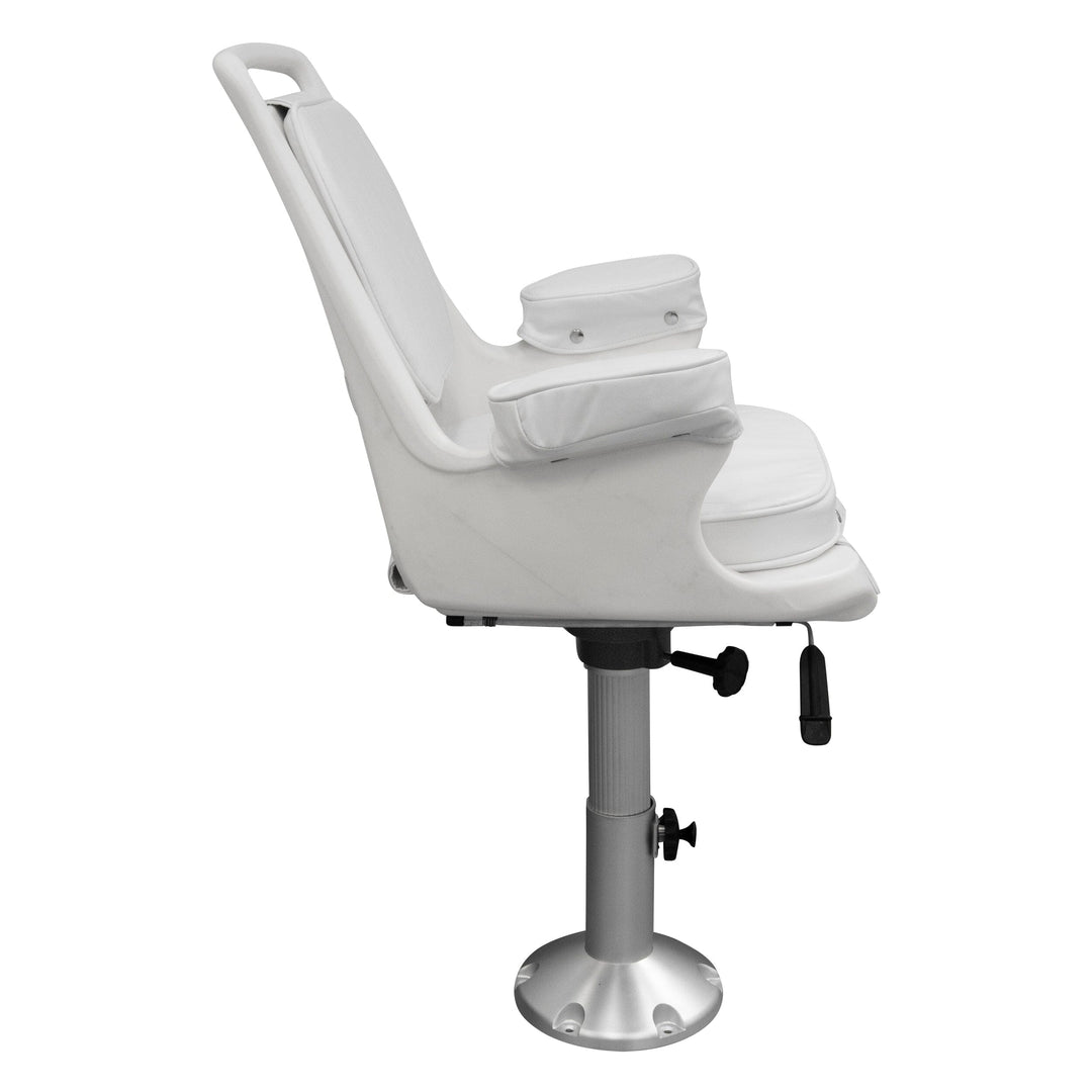 Wise 8WD1007-6-710 Captains Chair & Cushions w/ Adjustable Pedestal & Seat Slide Mount Offshore Seating Boatseats 