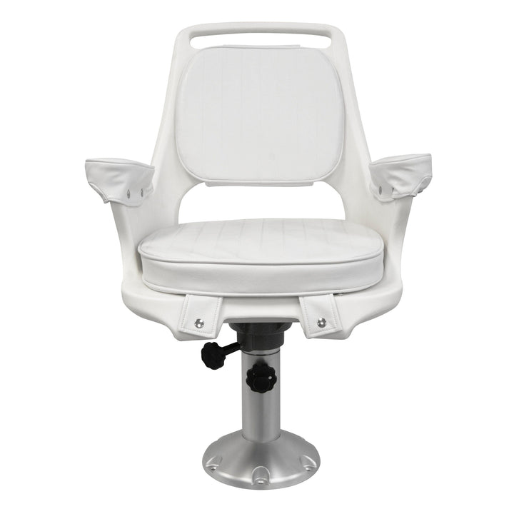 Wise 8WD1007-7-710 Captains Chair & Cushions w/ Adjustable Pedestal & Seat Spider Mount Offshore Seating Boatseats 