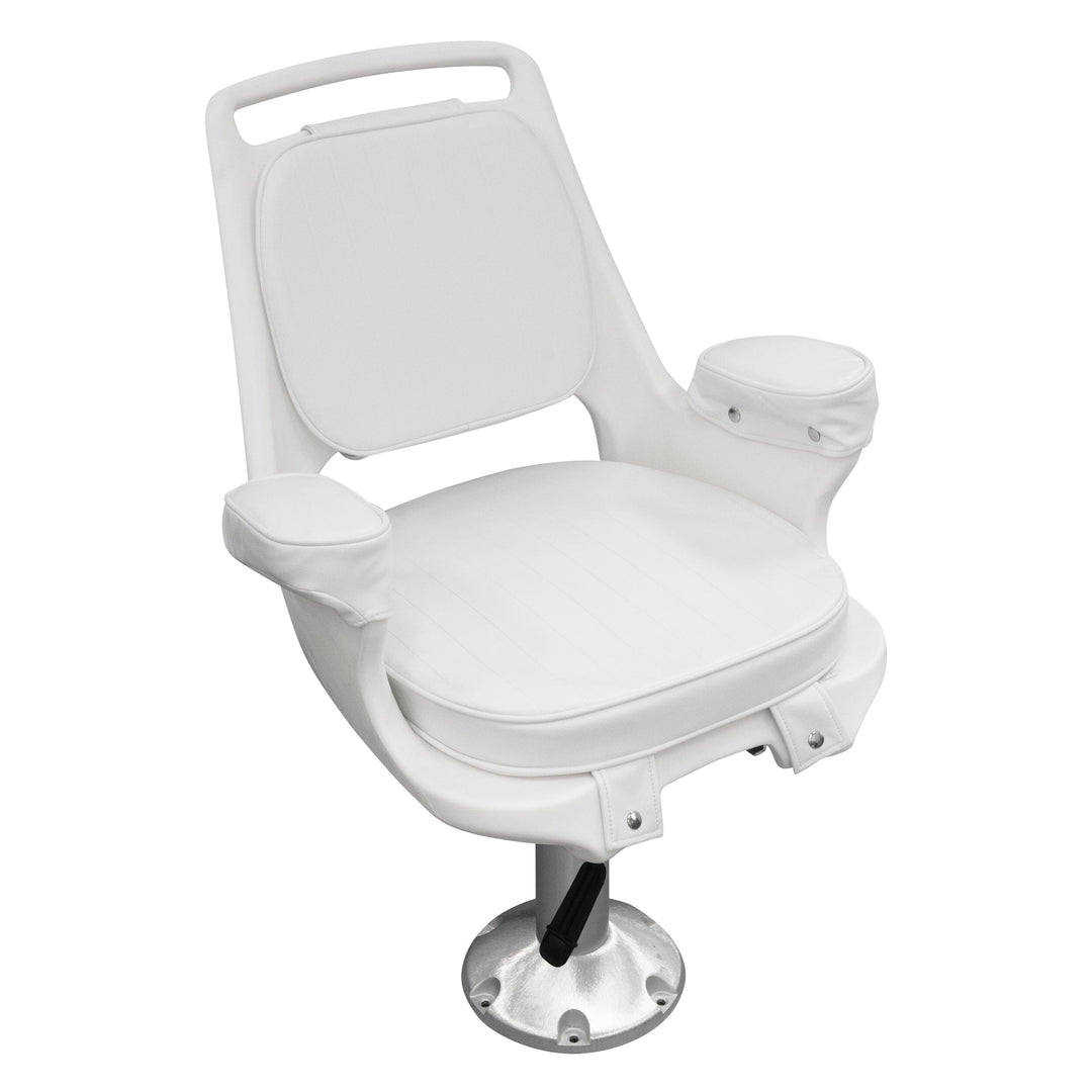 Wise 8WD1007-710 Captains Chair & Cushions w/ 15" Fixed Pedestal & Seat Slide Mount Offshore Seating Boatseats Captains Chair w/ Fixed Pedestal & Slide Mount 