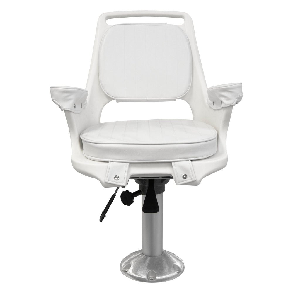 Wise 8WD1007-710 Captains Chair & Cushions w/ 15" Fixed Pedestal & Seat Slide Mount Offshore Seating Boatseats 