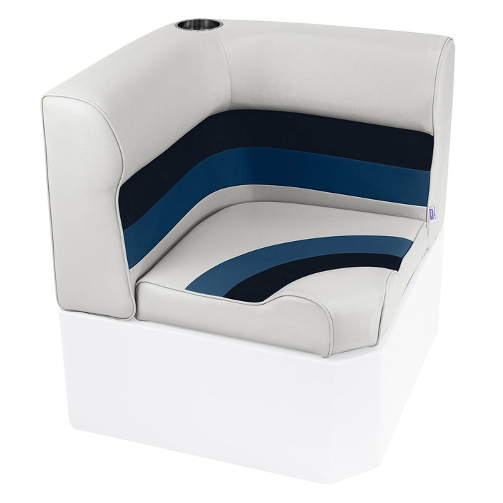 Wise 8WD133 Deluxe Series Pontoon Radius Corner Cushion Set Deluxe Cushion Sets Wise Pontoon White • Navy • Blue 