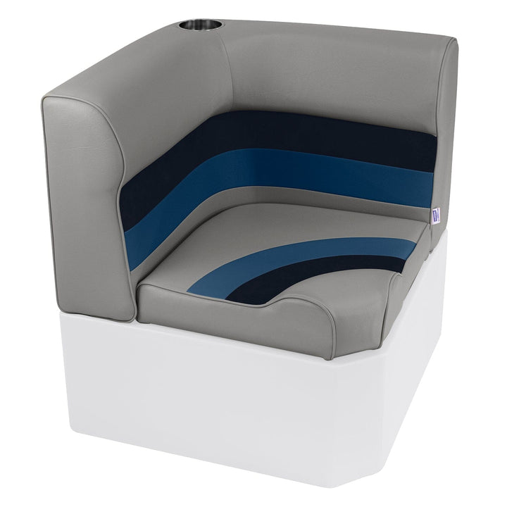 Wise 8WD133 Deluxe Series Pontoon Radius Corner Cushion Set Deluxe Cushion Sets Wise Pontoon Grey • Navy • Blue 
