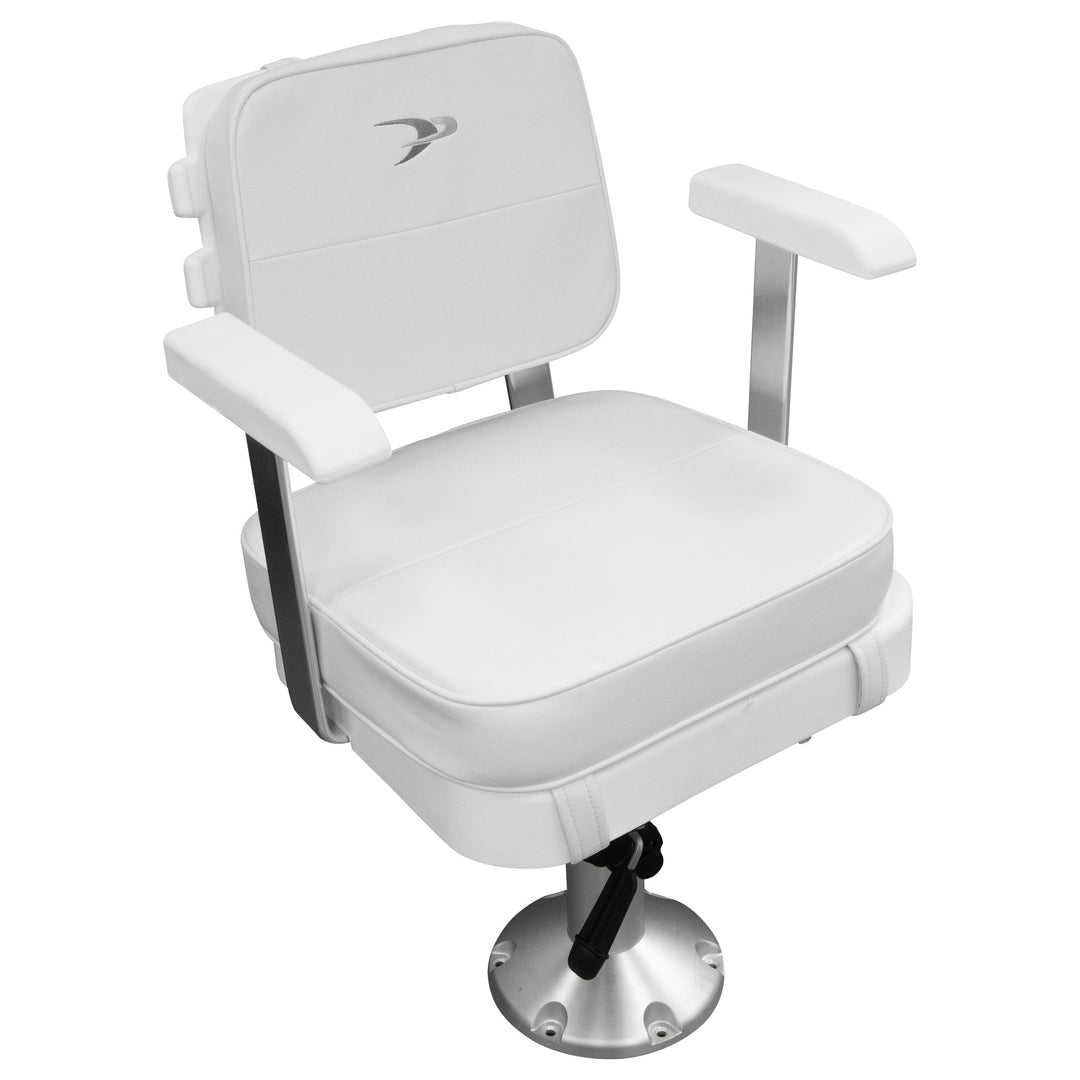 Wise 8WD562-6-710 Ladderback Helm & Cushions w/ Adjustable Pedestal & Seat Slide Mount Offshore Seating Boatseats 