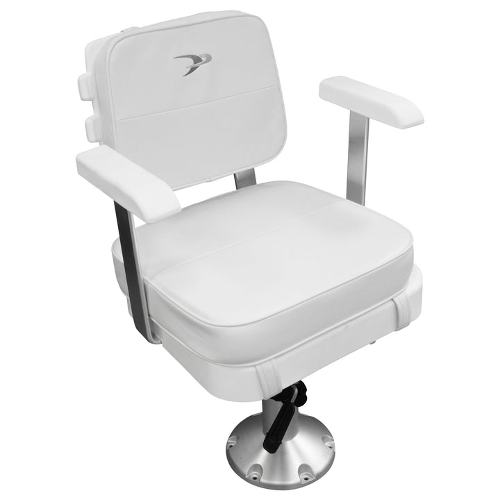 Wise 8WD562-710 Ladderback Helm & Cushions w/ 15" Fixed Pedestal & Seat Slide Mount Offshore Seating Boatseats 