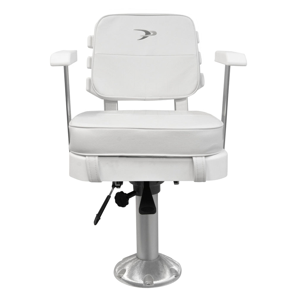 Wise 8WD562-710 Ladderback Helm & Cushions w/ 15" Fixed Pedestal & Seat Slide Mount Offshore Seating Boatseats 