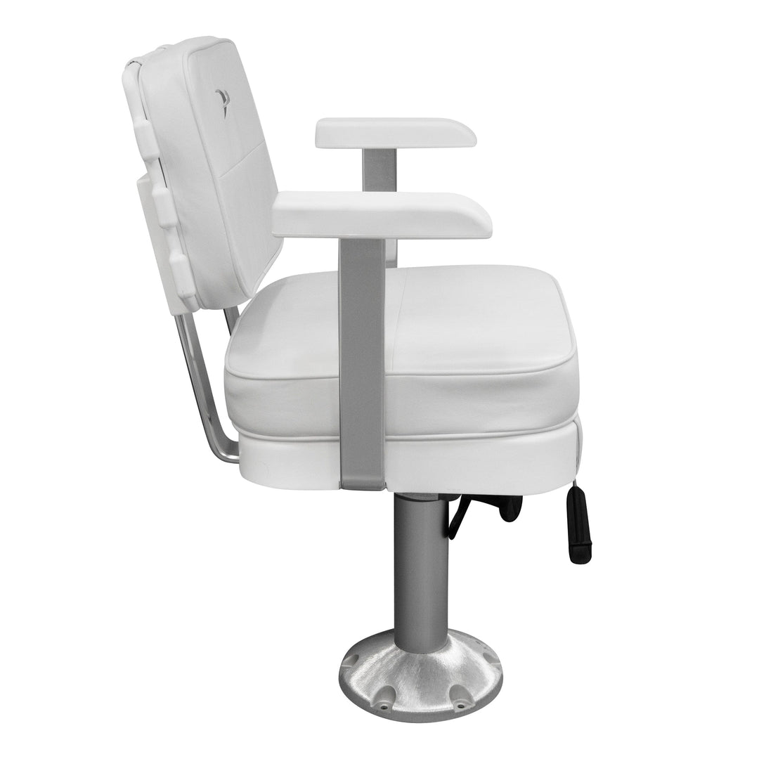 Wise 8WD562-710 Ladderback Helm & Cushions w/ 15" Fixed Pedestal & Seat Slide Mount Offshore Seating Boatseats 