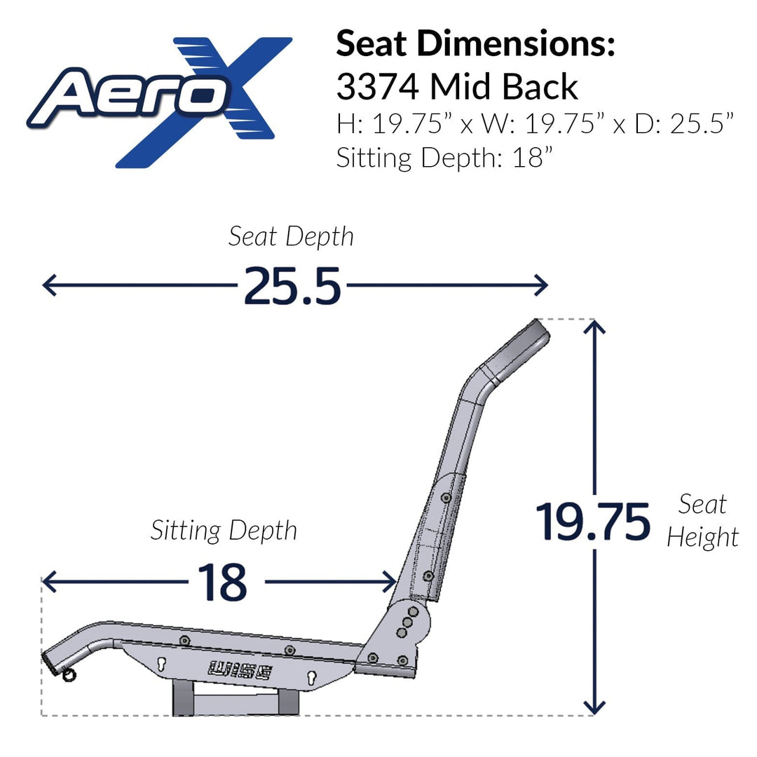 Wise 3374 AeroX™ Cool-Ride Mesh Mid Back Boat Seat Aero X Boatseats 