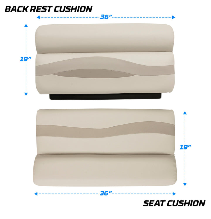 Wise BM1144-2 Premier Pontoon 36" Bench Cushion Set Premier Cushion Sets Wise Pontoon 