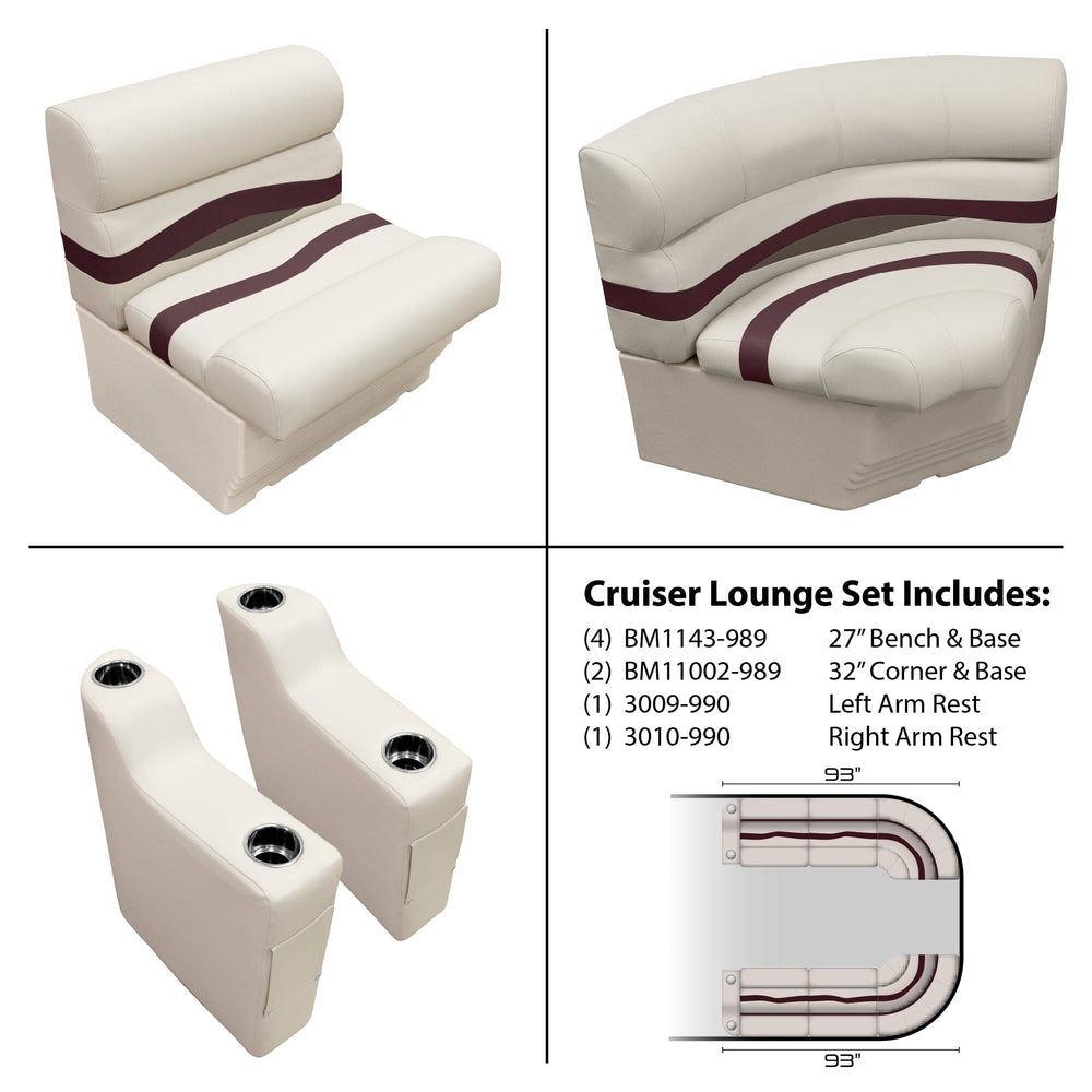 Wise Premier Series Cruiser Lounge Set - Platinum / Wineberry Boatseats 