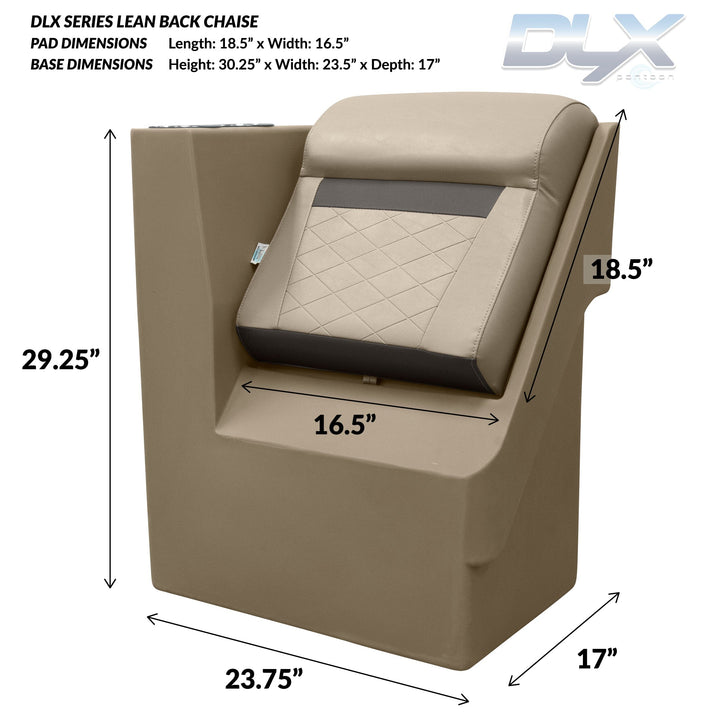 Wise DLX1305L - DLX Series Pontoon Lean Back Chaise - Left Radius DLX Pontoon Boatseats 