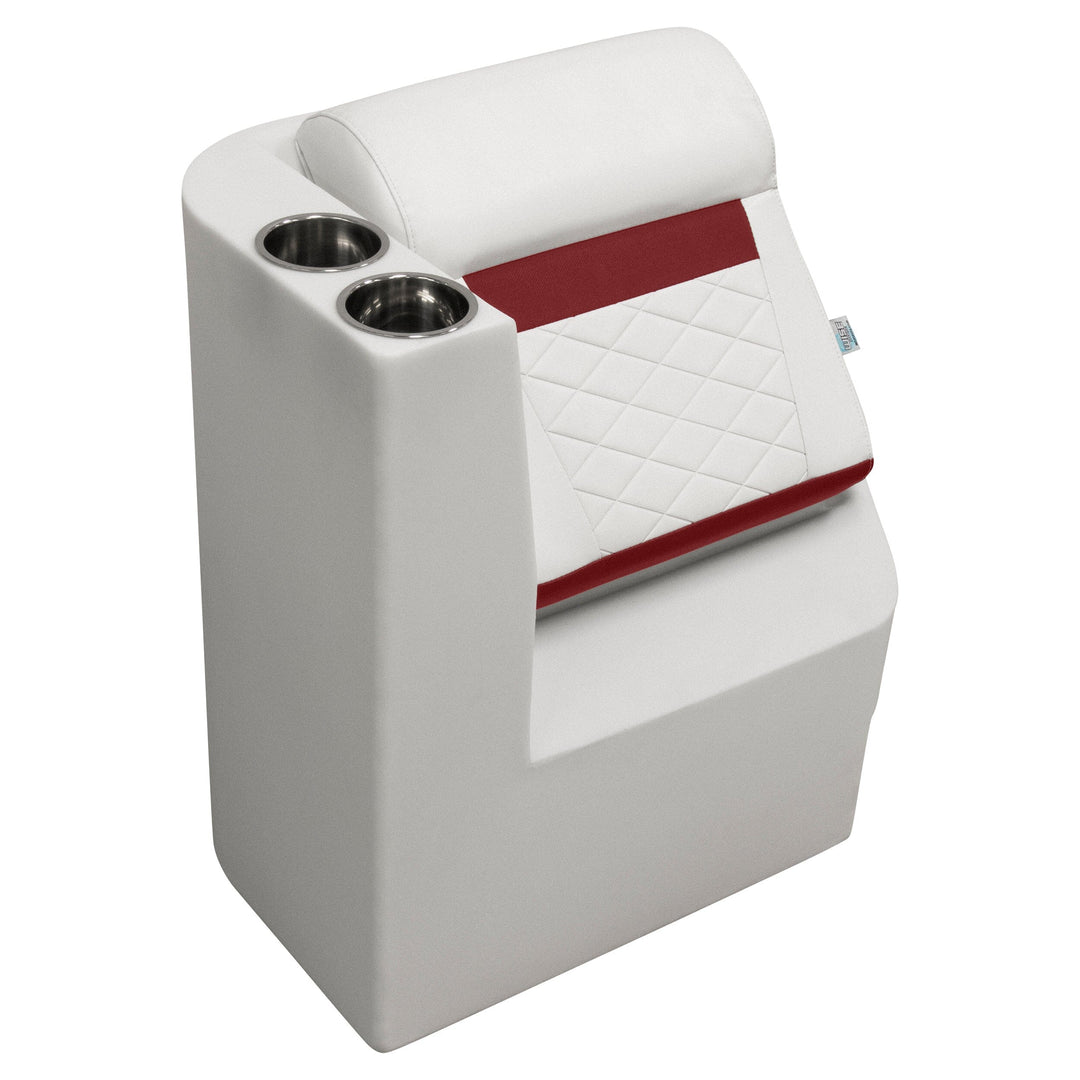 Wise DLX1305L - DLX Series Pontoon Lean Back Chaise - Left Radius DLX Pontoon Boatseats White • Crimson Red 