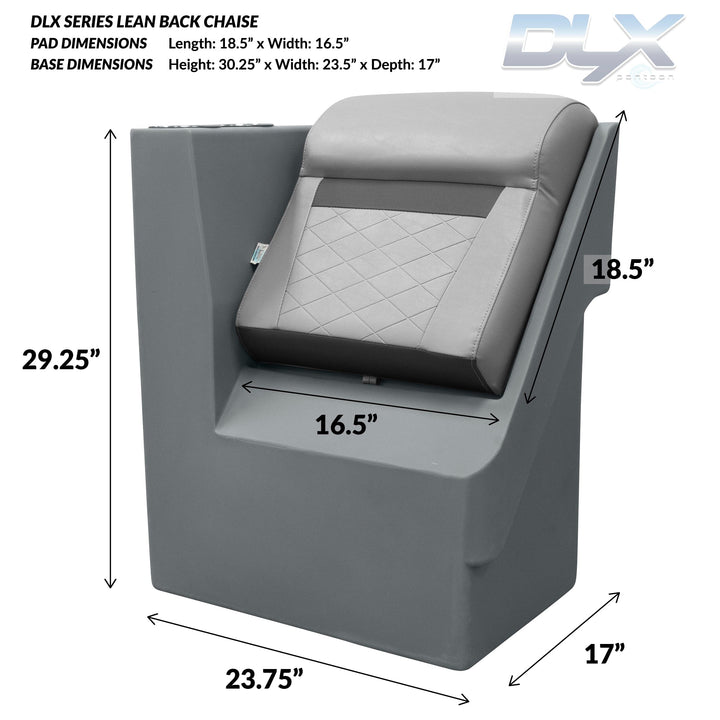 Wise DLX1305L - DLX Series Pontoon Lean Back Chaise - Left Radius DLX Pontoon Boatseats 