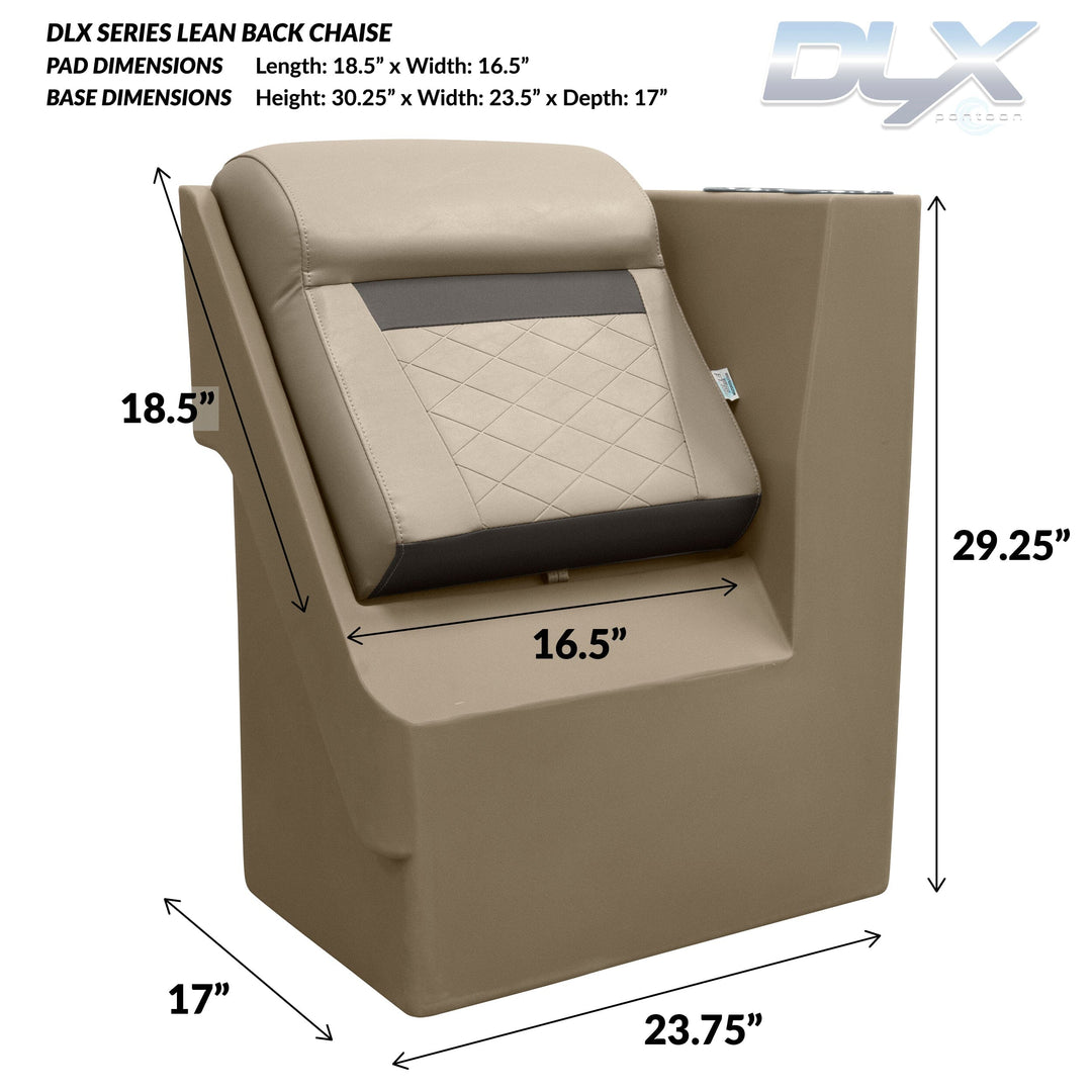 Wise DLX1305R - DLX Series Pontoon Lean Back Chaise - Right Radius DLX Pontoon Boatseats 