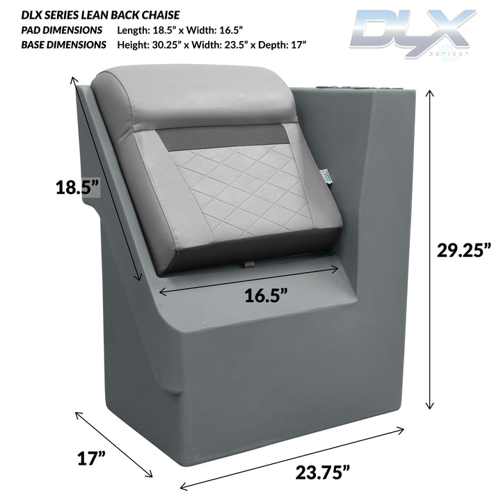 Wise DLX1305R - DLX Series Pontoon Lean Back Chaise - Right Radius DLX Pontoon Boatseats 