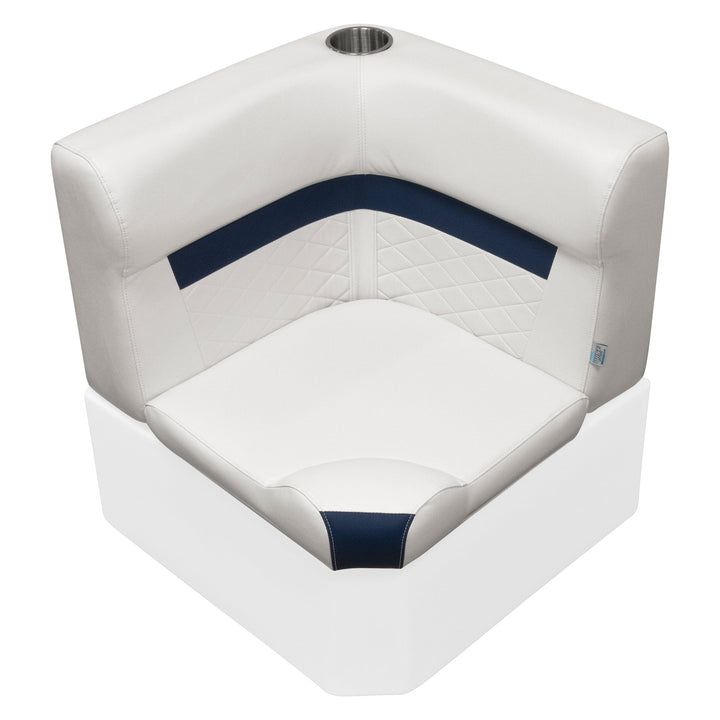 Wise DLX133 - DLX Series Pontoon Corner Cushion Set DLX Pontoon Boatseats White • Mariner Blue 