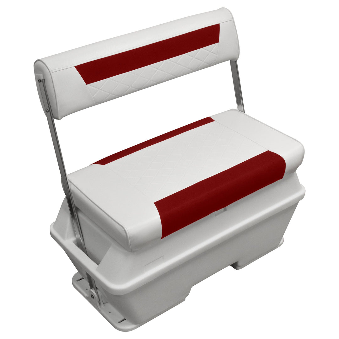 Wise DLX156 - DLX Series 70 Qt Swingback Cooler Seat DLX Pontoon Boatseats White • Crimson Red 
