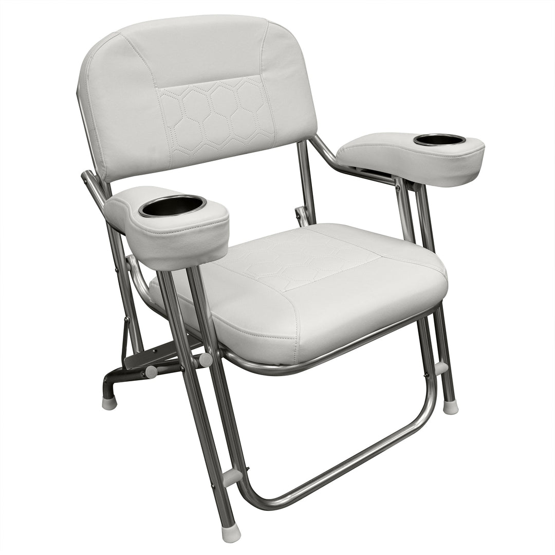 Wise 3367 Deluxe Offshore Folding Deck Chair Offshore Seating Wise Marine Brite White 